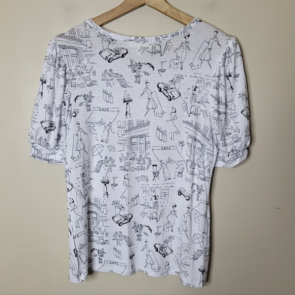 Kim & Cami Cafe Scene Top Size M Lightweight Stretch - Picture 5 of 8